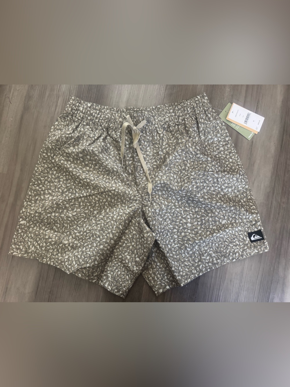 Quiksilver Men's Taupe Leaf-Print Volley Drawstring Shorts